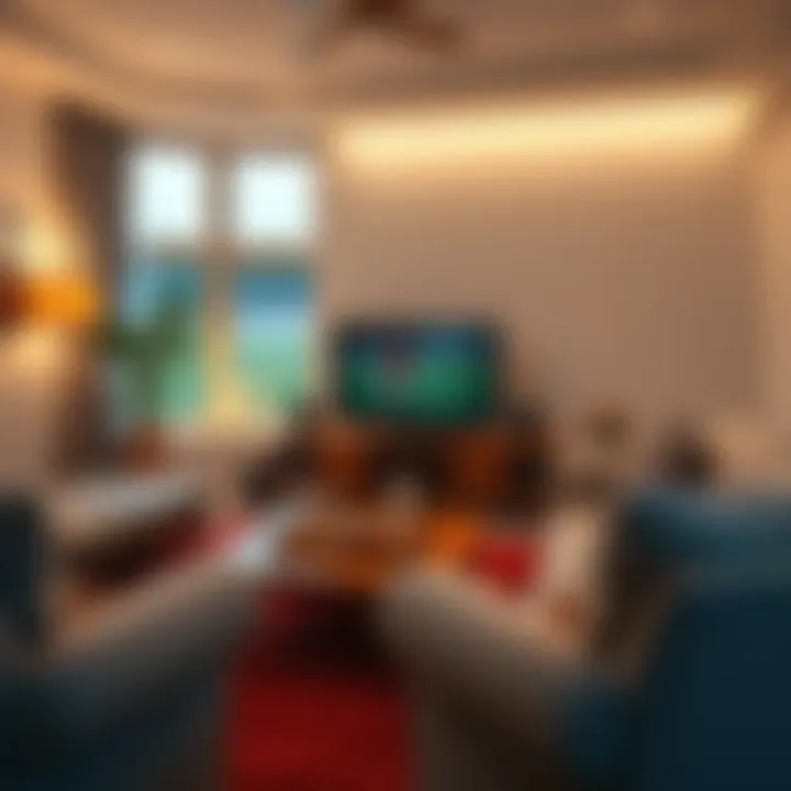 Cozy Living Room for Watching Football A cozy living room setup for enjoying a football match with snacks