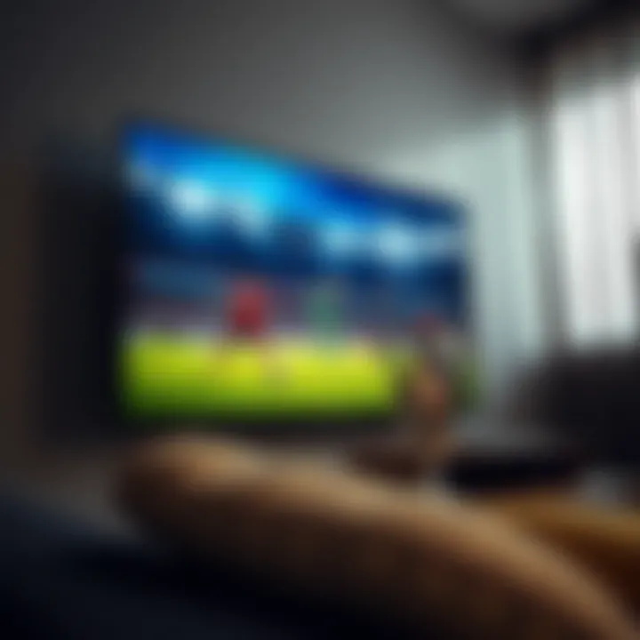 Television Screen Showing Champions League Match A close-up of a television screen displaying a Champions League match