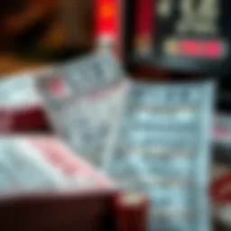 An intricate design of lottery tickets and betting slips